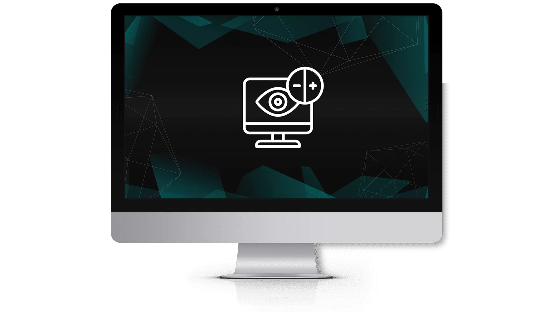 PC mit einem Piktogram auf dem Bildschrim mit einem Auge